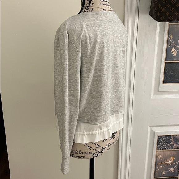 Club Monaco Light Gray Sweatshirt with White Drawstring Hem - Picture 5 of 11